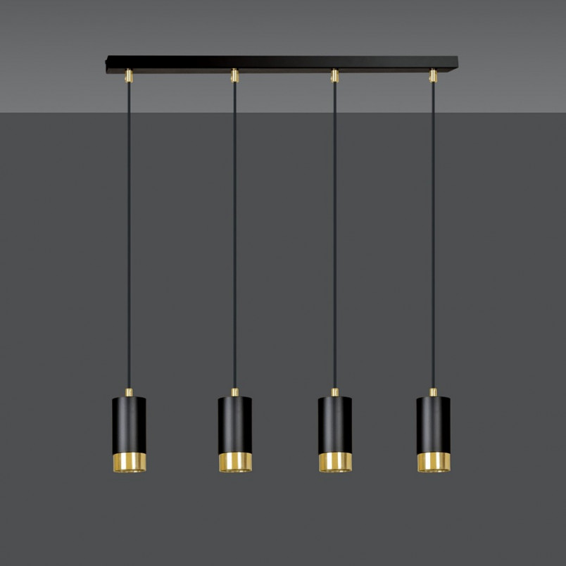 Lampa wisząca Fumiko 4 punktowa czarno-złota Emibig | Salon Lamp