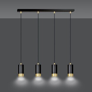 Lampa wisząca Fumiko 4 punktowa czarno-złota Emibig | Salon Lamp