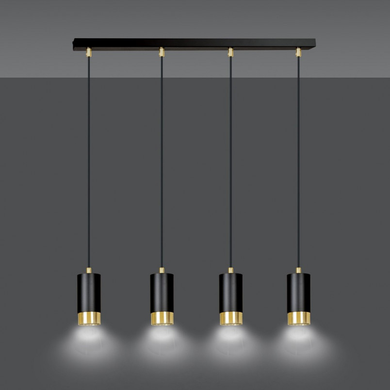 Lampa wisząca Fumiko 4 punktowa czarno-złota Emibig | Salon Lamp