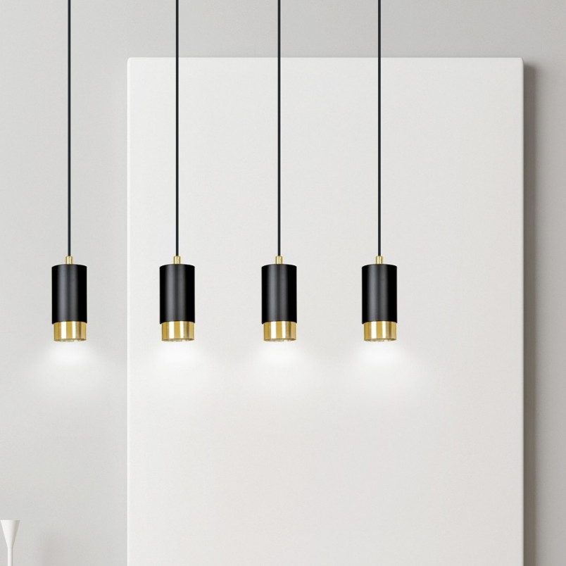 Lampa wisząca Fumiko 4 punktowa czarno-złota Emibig | Salon Lamp