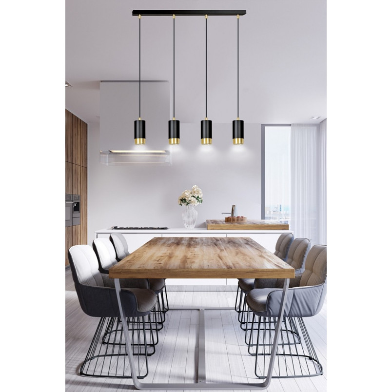 Lampa wisząca Fumiko 4 punktowa czarno-złota Emibig | Salon Lamp