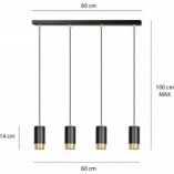 Lampa wisząca Fumiko 4 punktowa czarno-złota Emibig | Salon Lamp