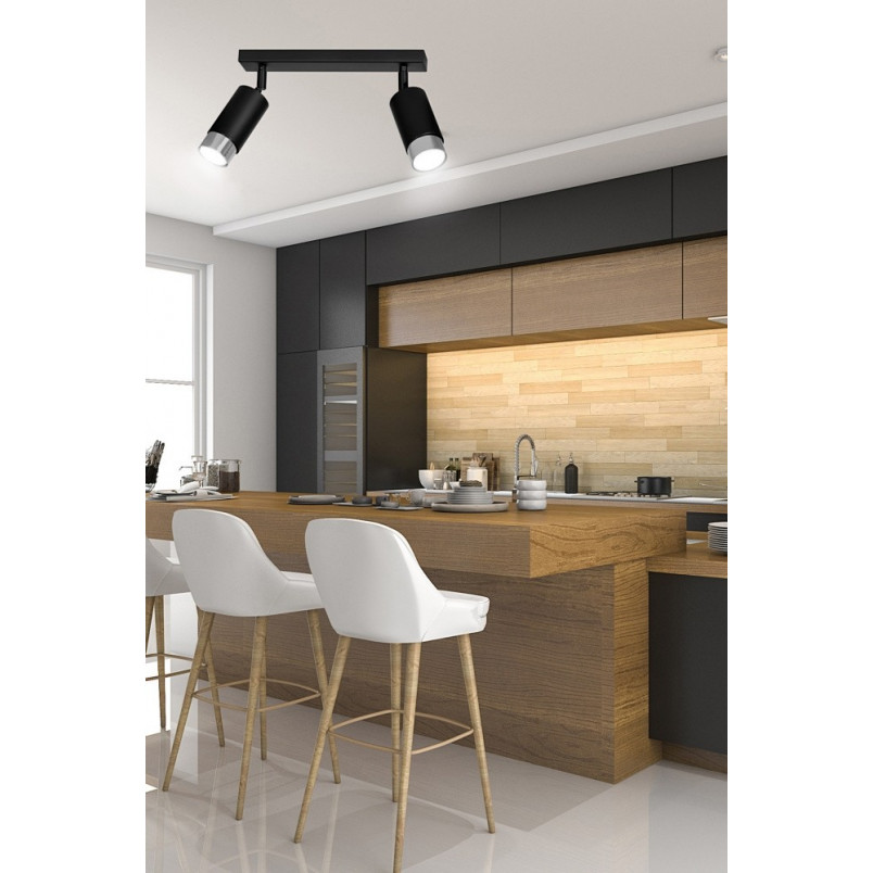 Reflektor sufitowy Hiro II czarno-chromowany | Emibig
