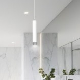 Lampa wisząca Kibo - biało-chromowana tuba | Emibig