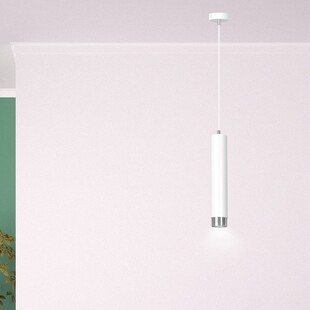 Lampa wisząca Kibo - biało-chromowana tuba | Emibig
