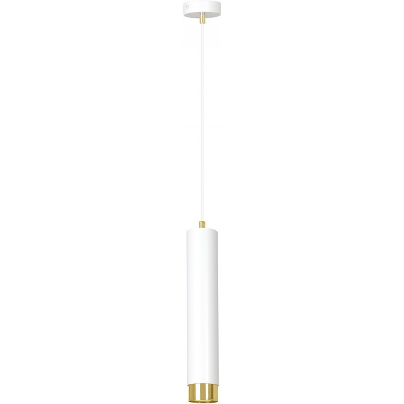 Lampa wisząca tuba Kibo biało-złota Emibig - Nowoczesne oświetlenie