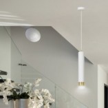 Lampa wisząca tuba Kibo biało-złota Emibig - Nowoczesne oświetlenie