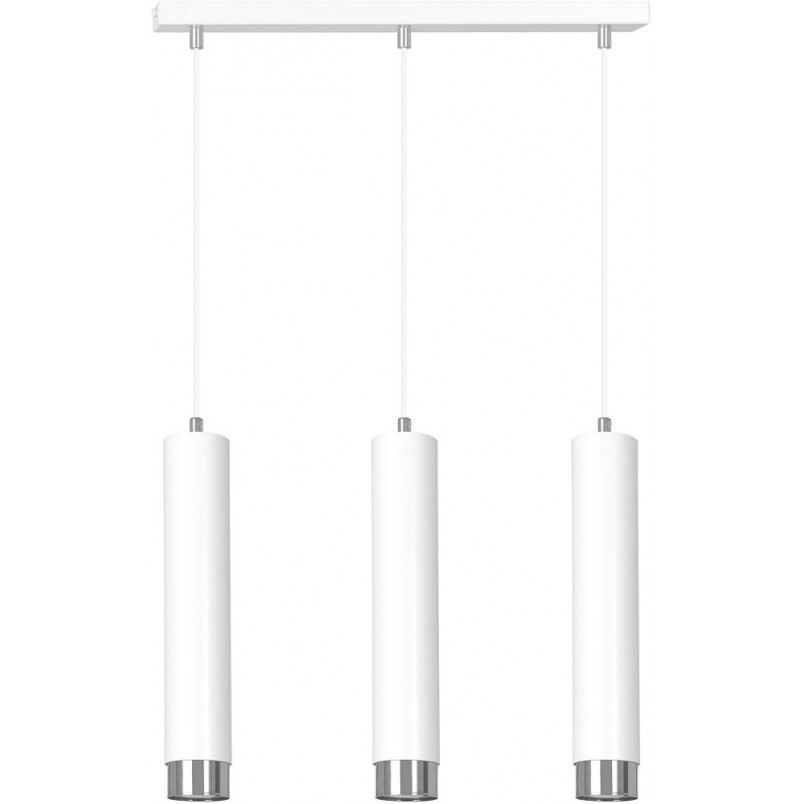 Lampa wisząca Kibo III - 3 tuby, biało-chrom, Emibig