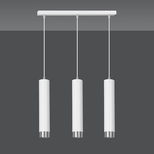 Lampa wisząca Kibo III - 3 tuby, biało-chrom, Emibig