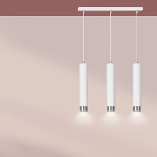 Lampa wisząca Kibo III - 3 tuby, biało-chrom, Emibig