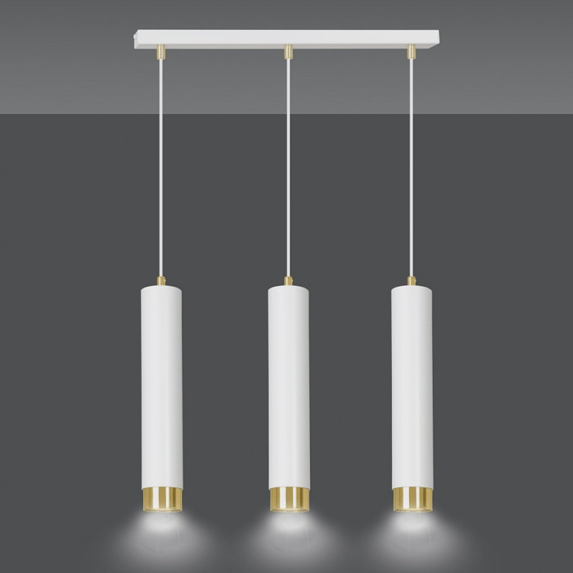 Lampa wisząca Kibo III biało-złota Emibig | Nowoczesne oświetlenie
