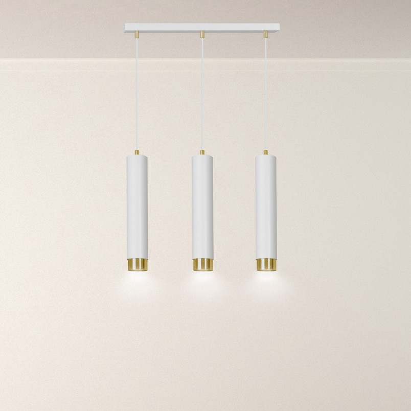 Lampa wisząca Kibo III biało-złota Emibig | Nowoczesne oświetlenie