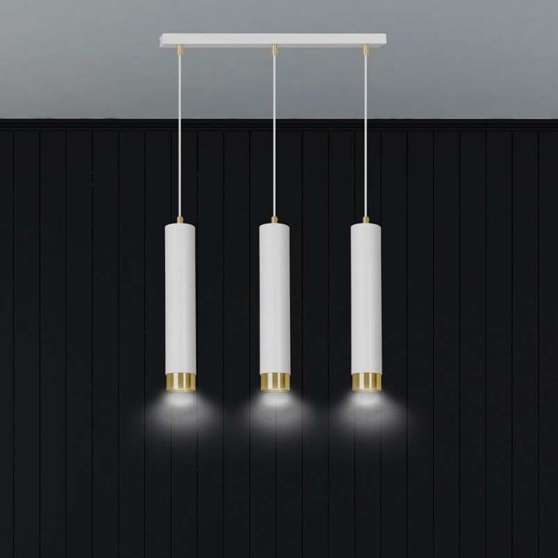 Lampa wisząca Kibo III biało-złota Emibig | Nowoczesne oświetlenie