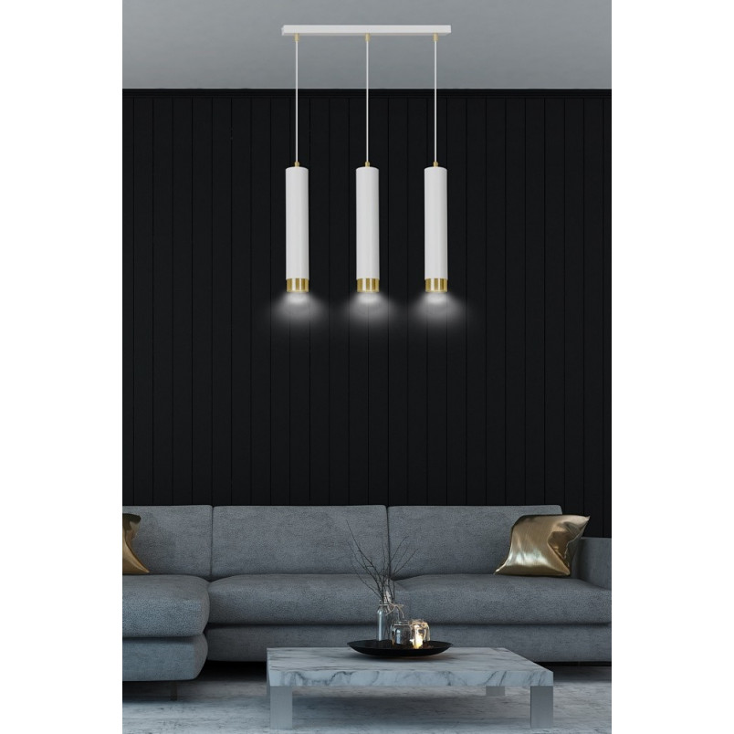 Lampa wisząca Kibo III biało-złota Emibig | Nowoczesne oświetlenie