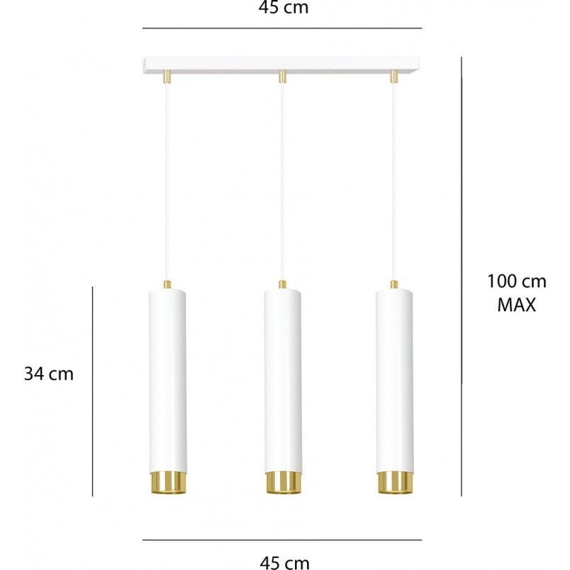 Lampa wisząca Kibo III biało-złota Emibig | Nowoczesne oświetlenie