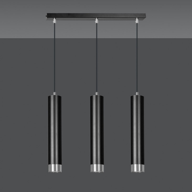 Lampa wisząca Kibo III czarno-chromowana | Emibig