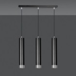 Lampa wisząca Kibo III czarno-chromowana | Emibig