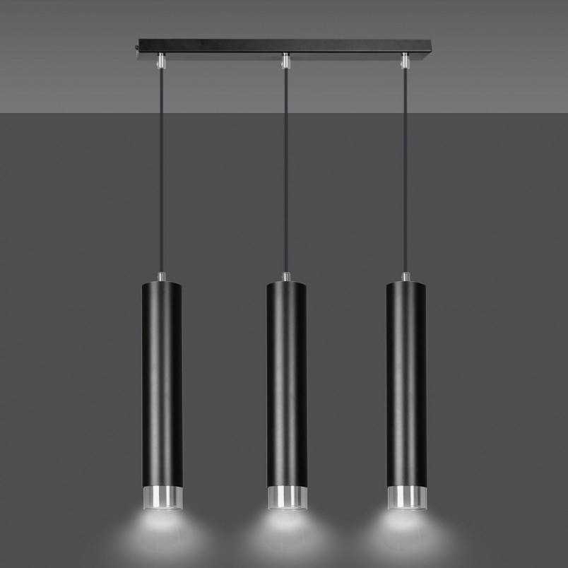Lampa wisząca Kibo III czarno-chromowana | Emibig