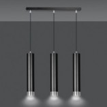 Lampa wisząca Kibo III czarno-chromowana | Emibig