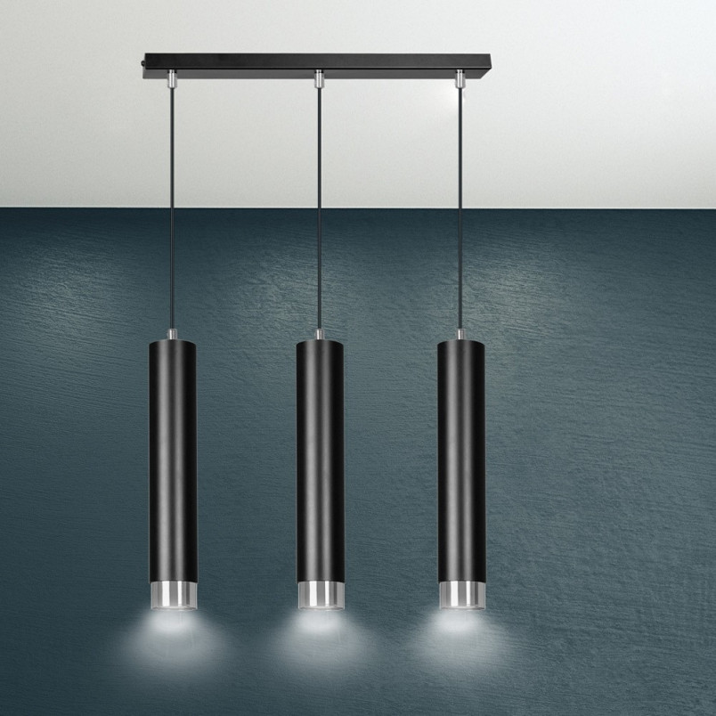 Lampa wisząca Kibo III czarno-chromowana | Emibig
