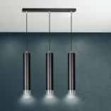 Lampa wisząca Kibo III czarno-chromowana | Emibig