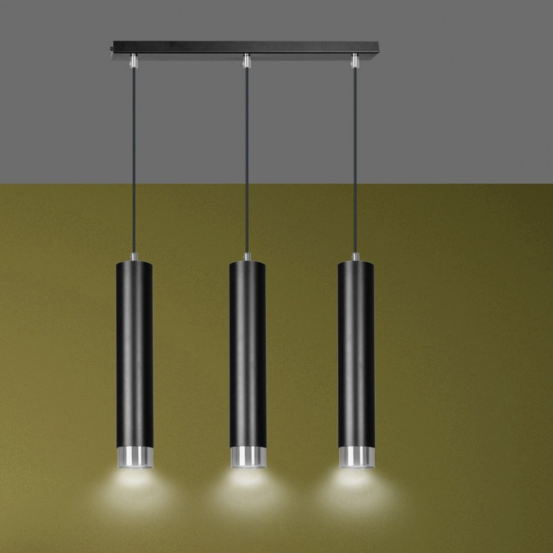 Lampa wisząca Kibo III czarno-chromowana | Emibig