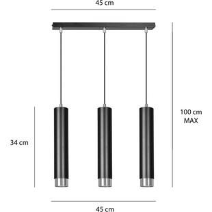 Lampa wisząca Kibo III czarno-chromowana | Emibig