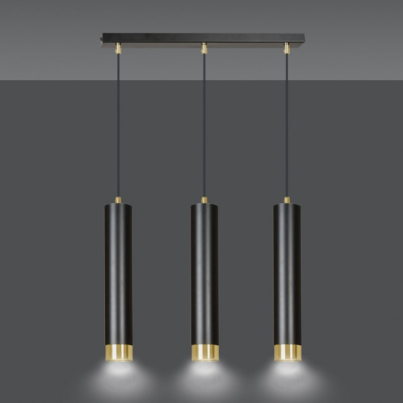 Lampa wisząca Kibo III czarno-złota Emibig | Nowoczesne oświetlenie