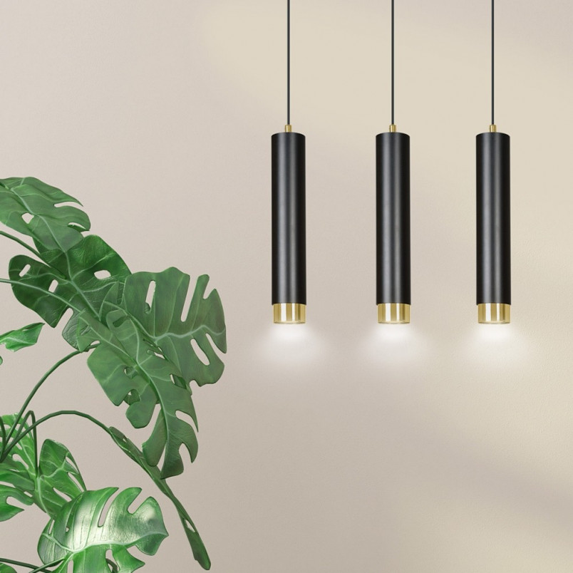 Lampa wisząca Kibo III czarno-złota Emibig | Nowoczesne oświetlenie