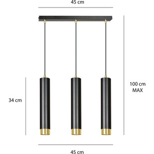 Lampa wisząca Kibo III czarno-złota Emibig | Nowoczesne oświetlenie
