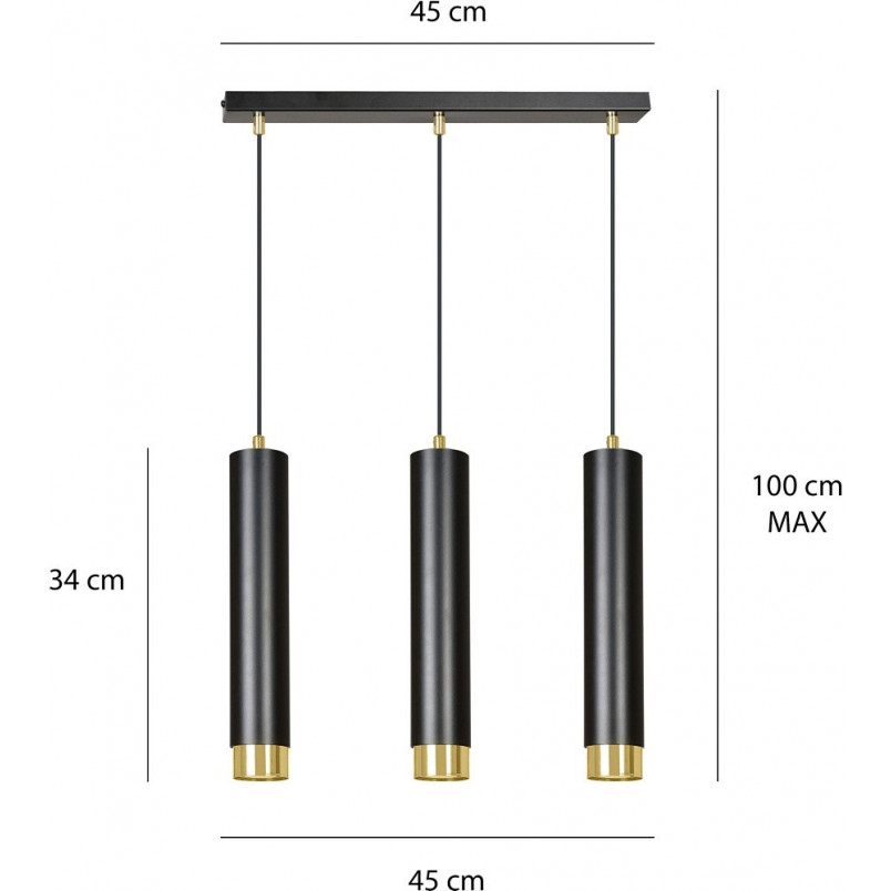 Lampa wisząca Kibo III czarno-złota Emibig | Nowoczesne oświetlenie