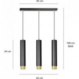 Lampa wisząca Kibo III czarno-złota Emibig | Nowoczesne oświetlenie