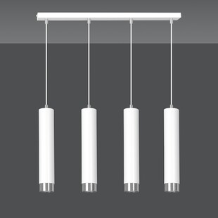 Lampa wisząca Kibo IV biało-chromowana 60cm | Emibig