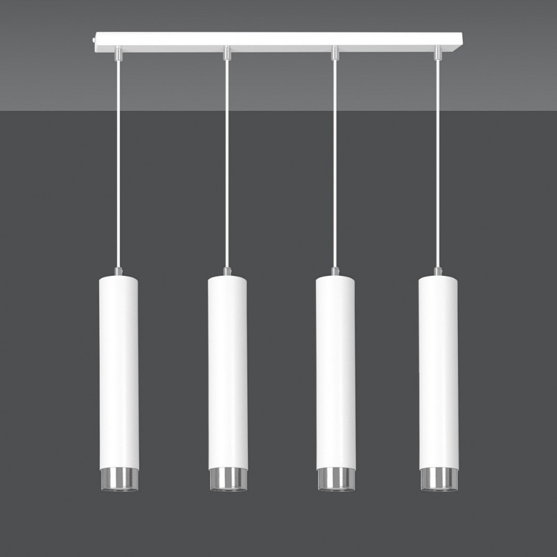 Lampa wisząca Kibo IV biało-chromowana 60cm | Emibig