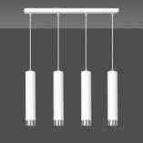 Lampa wisząca Kibo IV biało-chromowana 60cm | Emibig