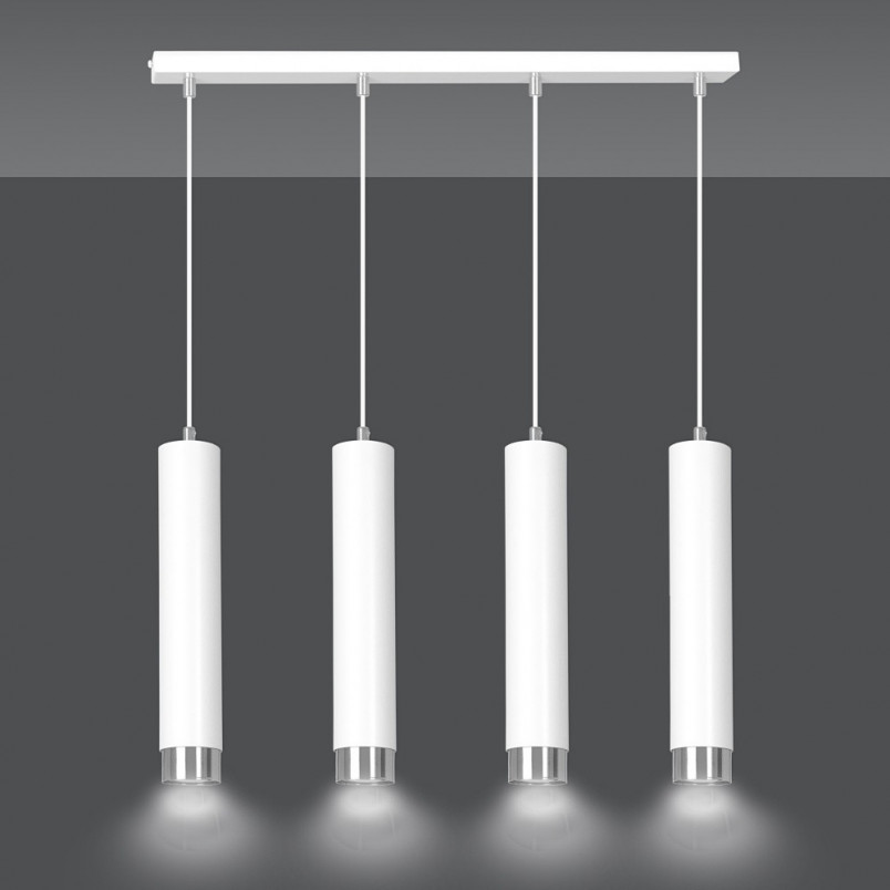 Lampa wisząca Kibo IV biało-chromowana 60cm | Emibig