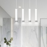 Lampa wisząca Kibo IV biało-chromowana 60cm | Emibig