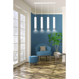Lampa wisząca Kibo IV biało-chromowana 60cm | Emibig