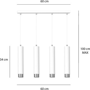 Lampa wisząca Kibo IV biało-chromowana 60cm | Emibig