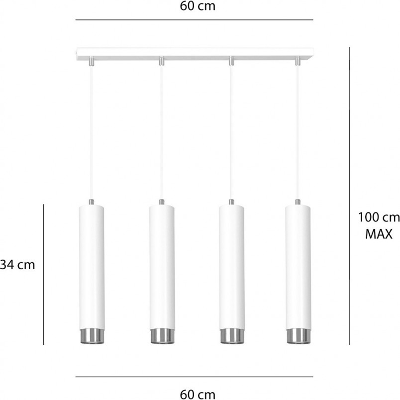Lampa wisząca Kibo IV biało-chromowana 60cm | Emibig