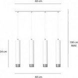 Lampa wisząca Kibo IV biało-chromowana 60cm | Emibig