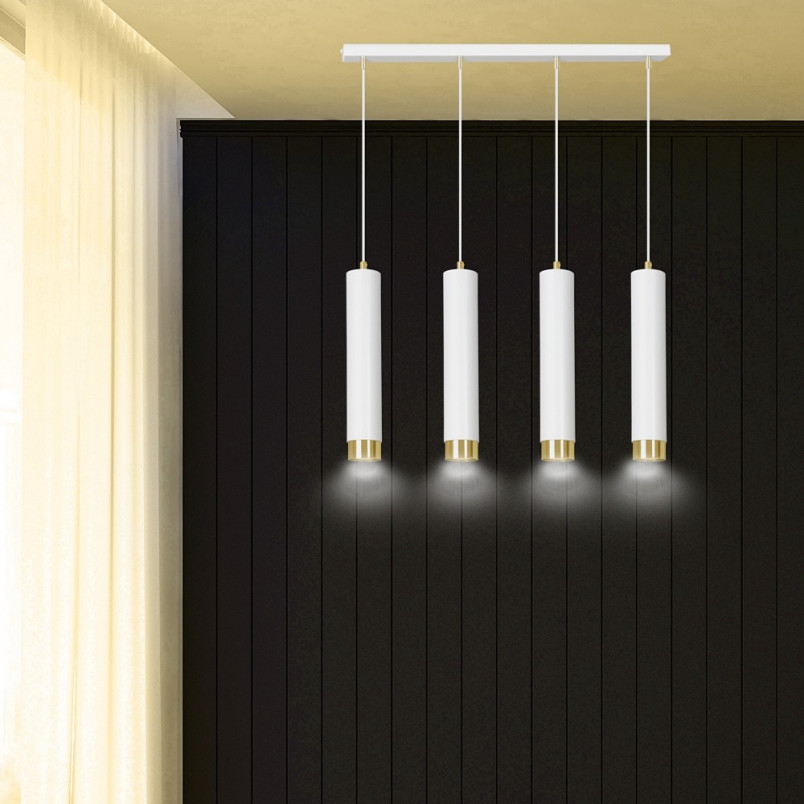 Lampa wisząca Kibo IV biało-złota Emibig | Nowoczesne oświetlenie