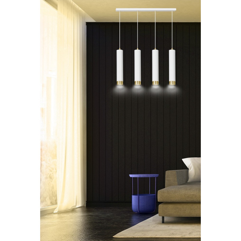 Lampa wisząca Kibo IV biało-złota Emibig | Nowoczesne oświetlenie