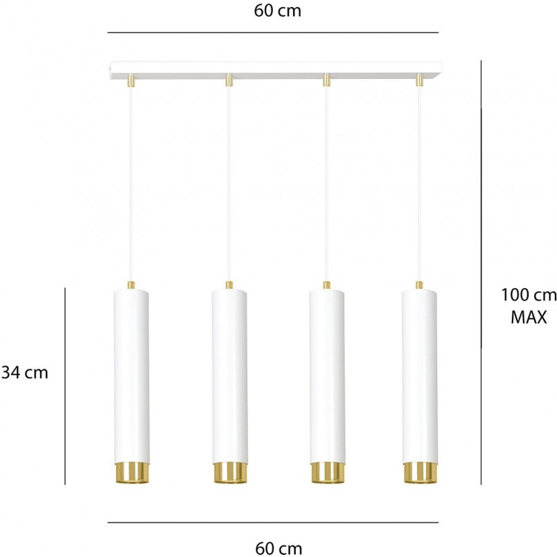 Lampa wisząca Kibo IV biało-złota Emibig | Nowoczesne oświetlenie