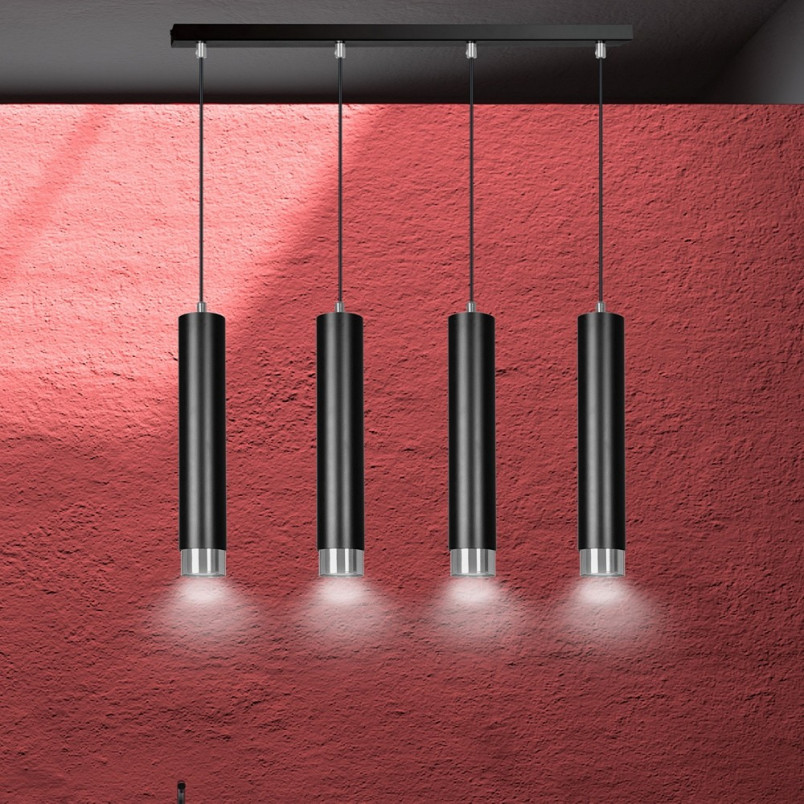 Lampa Wisząca Kibo IV Czarno-Chromowana Emibig - 60cm