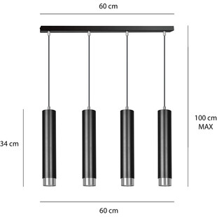 Lampa Wisząca Kibo IV Czarno-Chromowana Emibig - 60cm