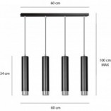Lampa Wisząca Kibo IV Czarno-Chromowana Emibig - 60cm
