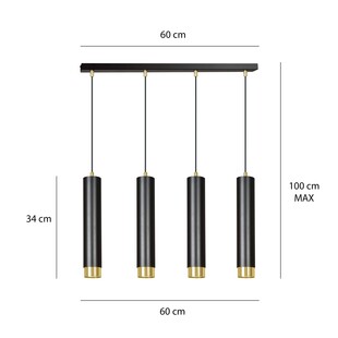 Lampa wisząca Kibo IV czarno-złota | Emibig - 60cm