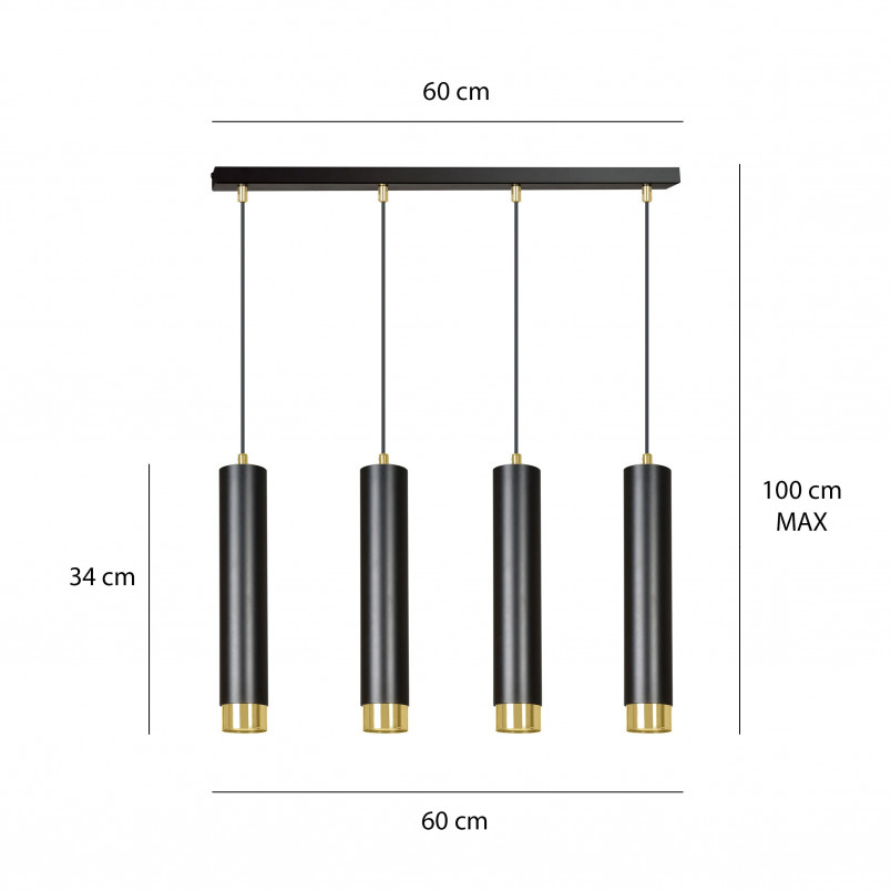 Lampa wisząca Kibo IV czarno-złota | Emibig - 60cm