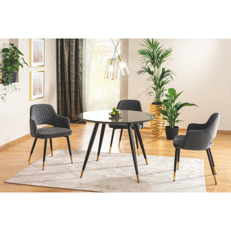 Stół Okrągły Glamour Cyryl Signal | Czarny, 100cm